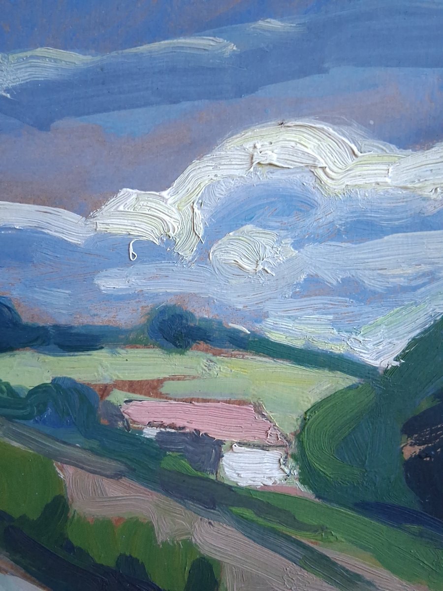 Désiré TRIPIER "Prélude à l'averse" huile sur panneau paysage 1958-photo-3