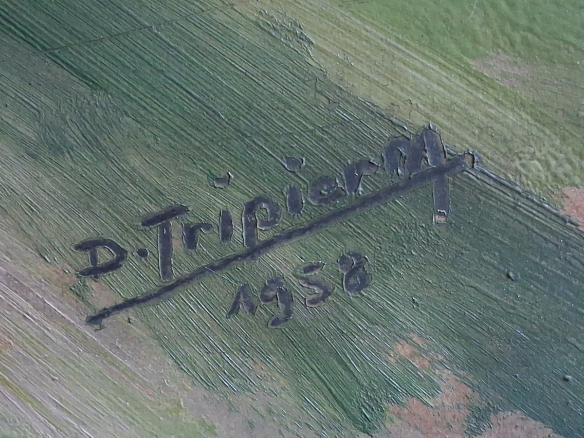 Désiré TRIPIER "Prélude à l'averse" huile sur panneau paysage 1958-photo-6