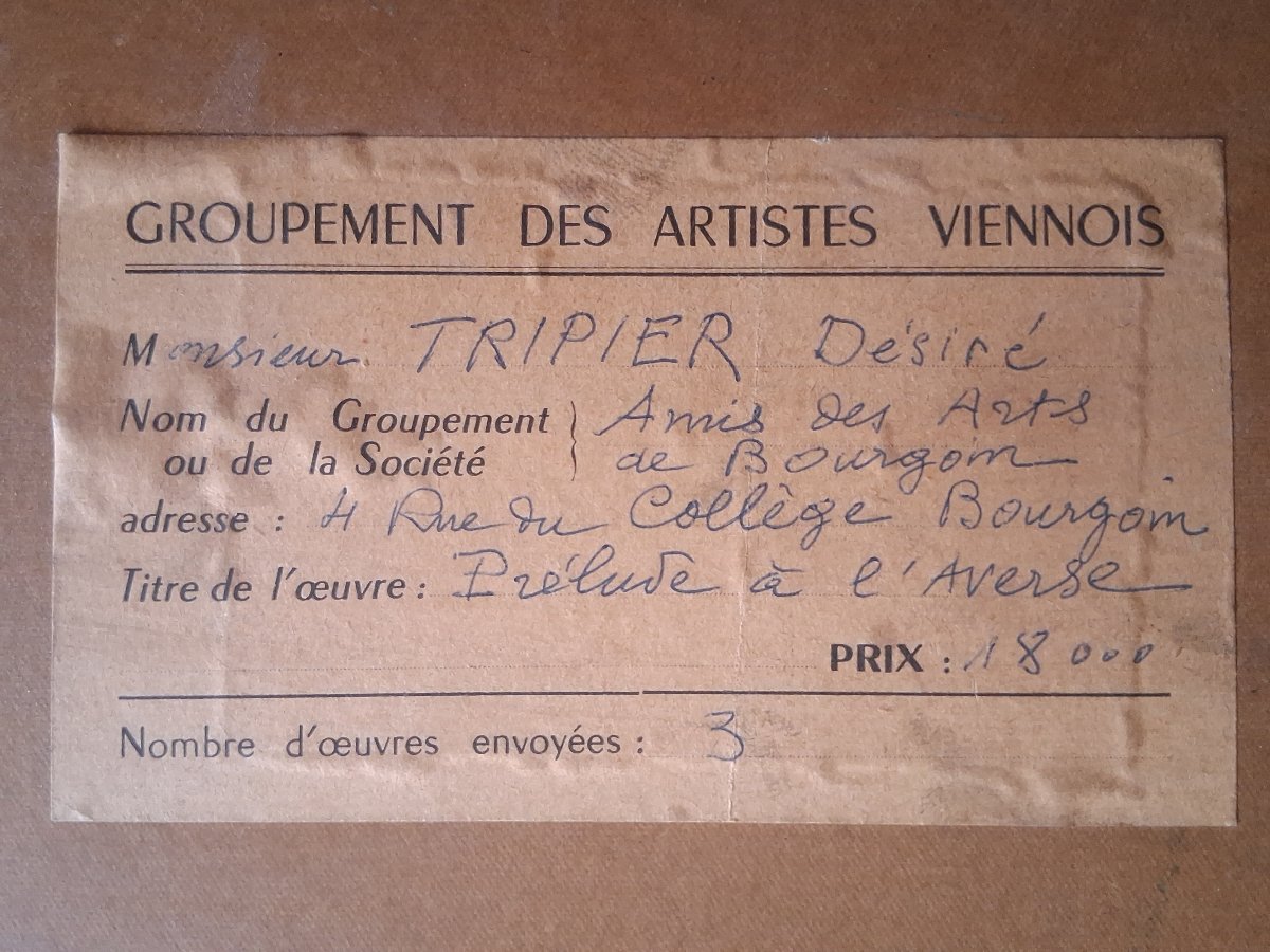 Désiré TRIPIER "Prélude à l'averse" huile sur panneau paysage 1958-photo-8
