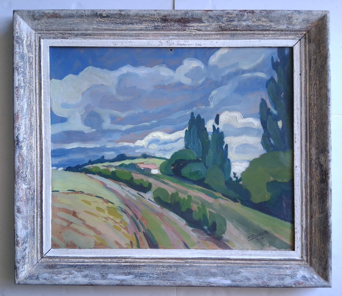 Désiré TRIPIER "Prélude à l'averse" huile sur panneau paysage 1958