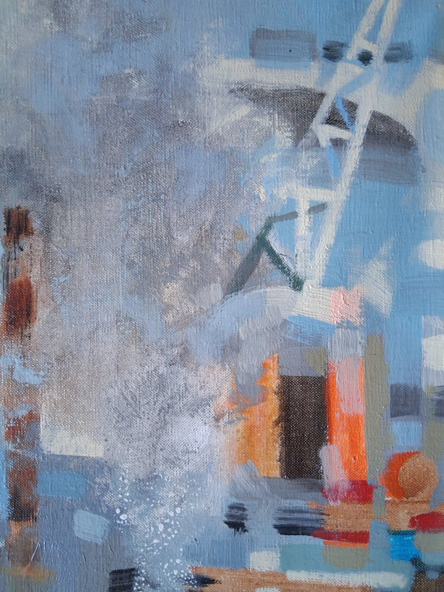 Pierre Emile LELONG (1908-1984) huile sur toile "Les grues à la Concorde" Paris-photo-6