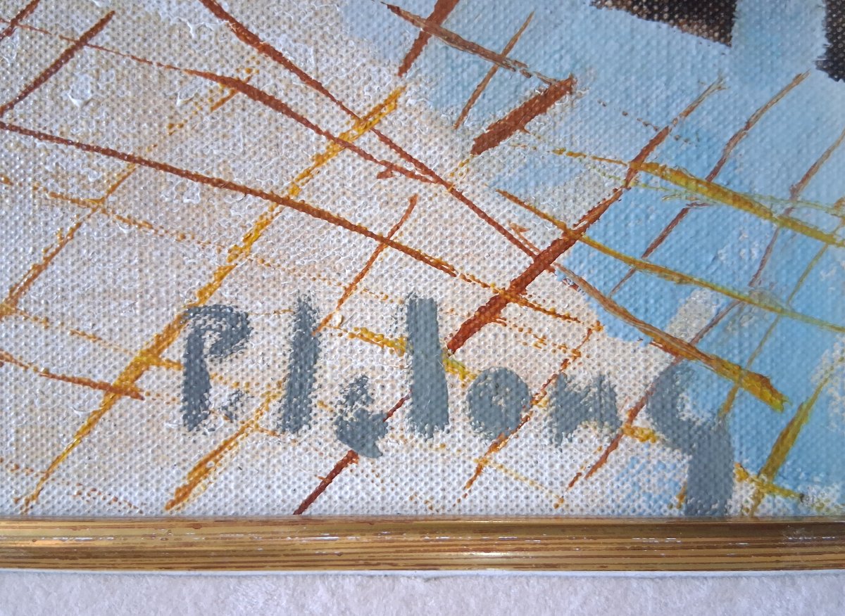 Pierre Emile LELONG (1908-1984) huile sur toile "Les grues à la Concorde" Paris-photo-7