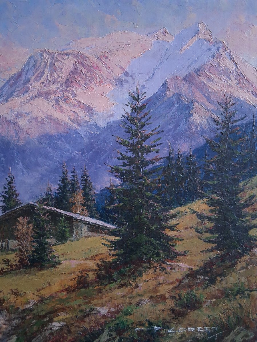 Paul Corbet (1920–2005) Mountain Landscape Mont-blanc Alps Oil On Canvas-photo-1