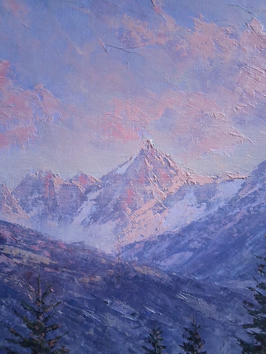 Paul Corbet (1920–2005) Mountain Landscape Mont-blanc Alps Oil On Canvas-photo-2