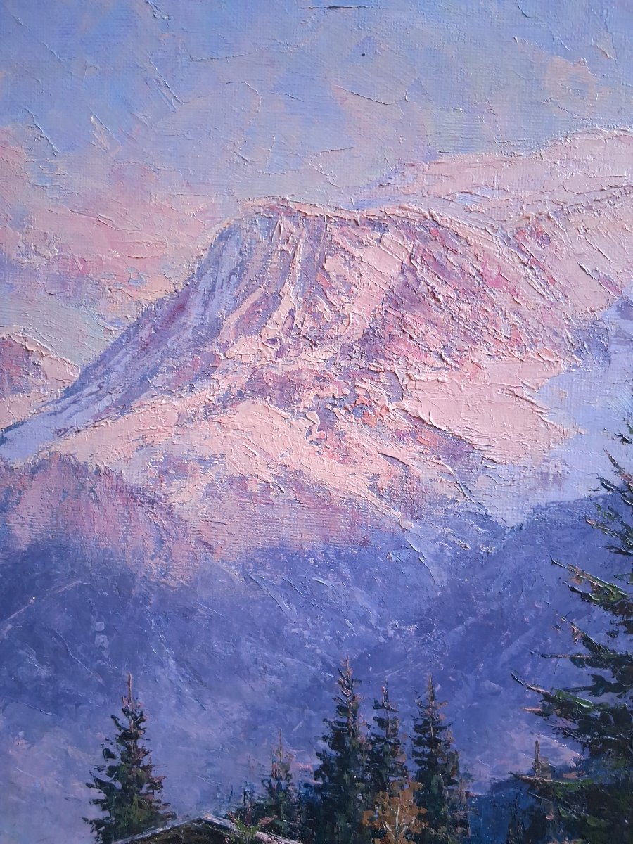 Paul Corbet (1920–2005) Mountain Landscape Mont-blanc Alps Oil On Canvas-photo-4
