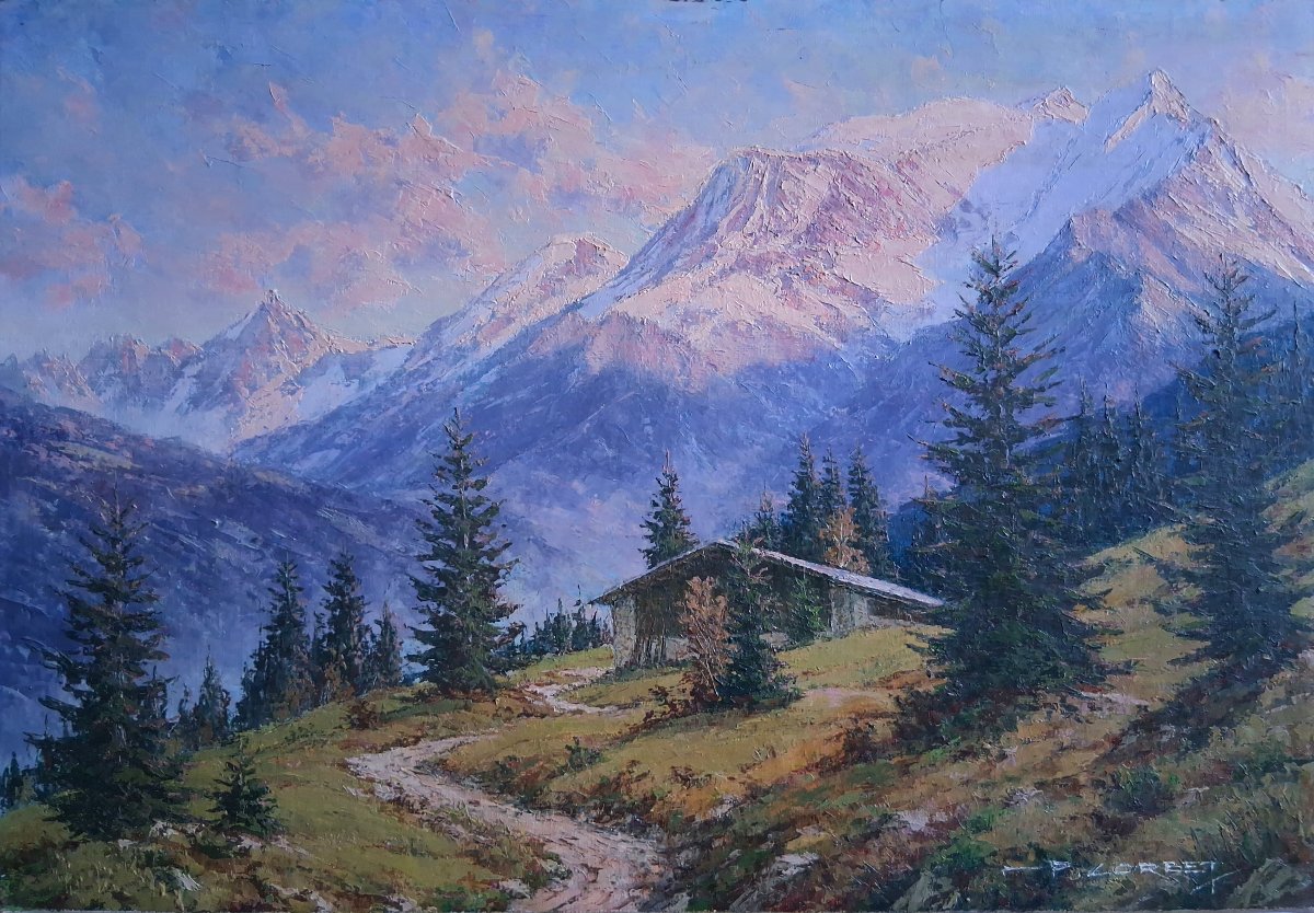 Paul Corbet (1920–2005) Mountain Landscape Mont-blanc Alps Oil On Canvas