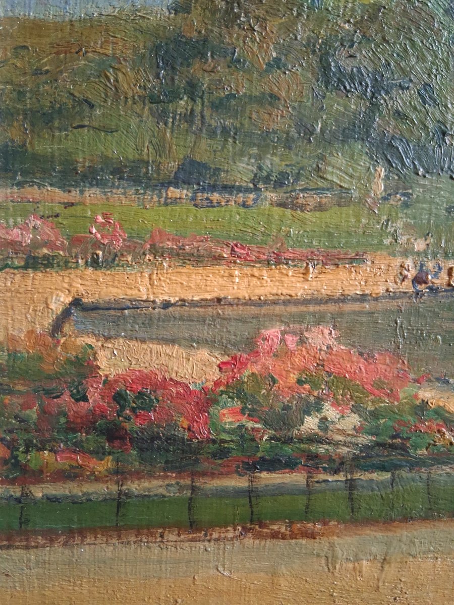 Louis Petit (1864–1937) Luxembourg Gardens Paris Oil On Wood-photo-1