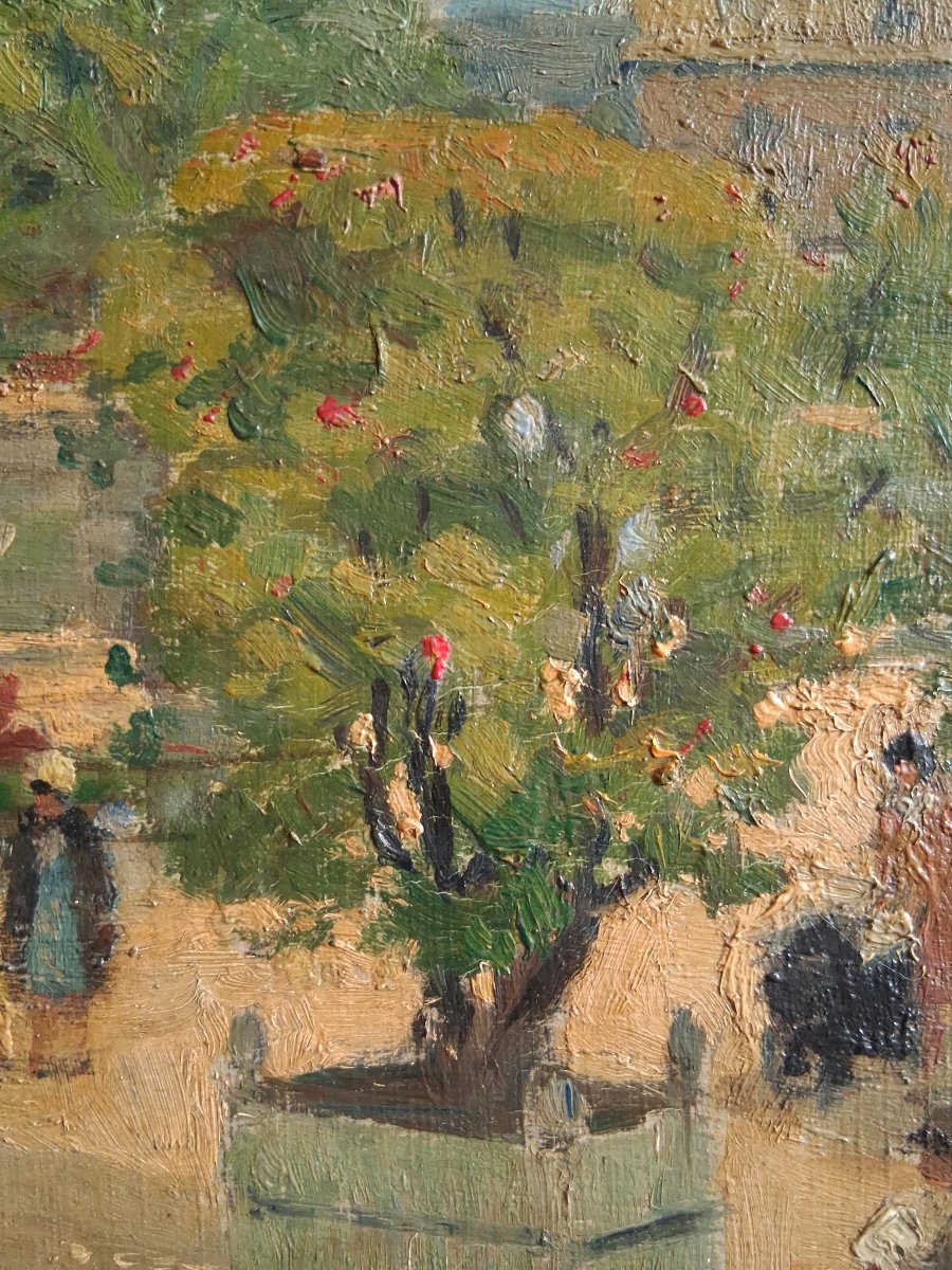 Louis Petit (1864–1937) Luxembourg Gardens Paris Oil On Wood-photo-3