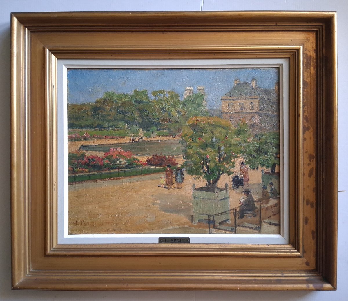 Louis Petit (1864–1937) Luxembourg Gardens Paris Oil On Wood
