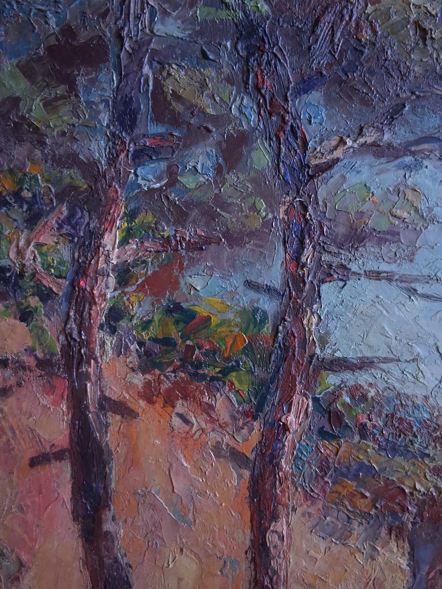 Seascape Le Trayas Saint-raphaël Estérel Massif Cove Oil On Wood R. Tagard-photo-2