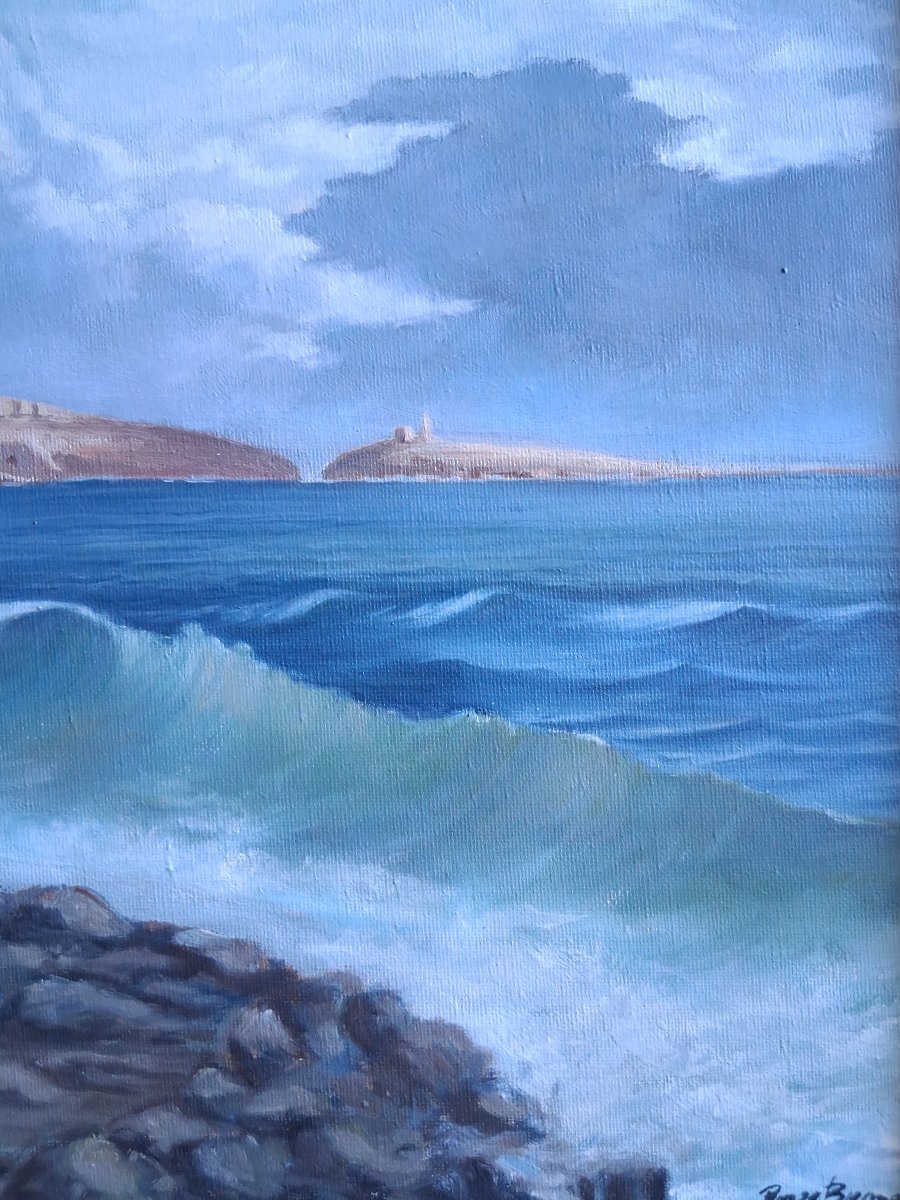 View Of St. Paul's Bay, Malta – Marine Oil On Canvas (signed)-photo-4