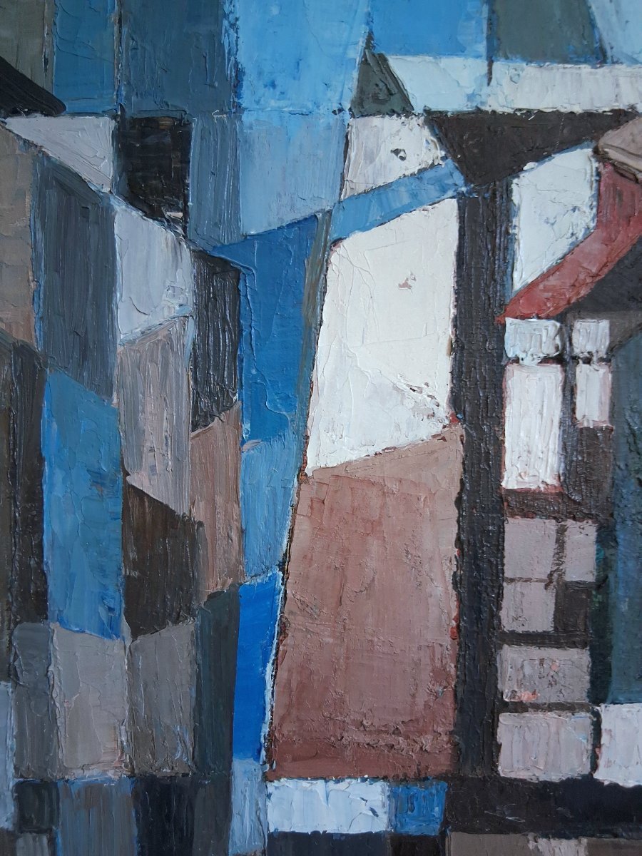 Gabrielle OHL (1928-2002) huile sur toile composition abstraite-photo-1