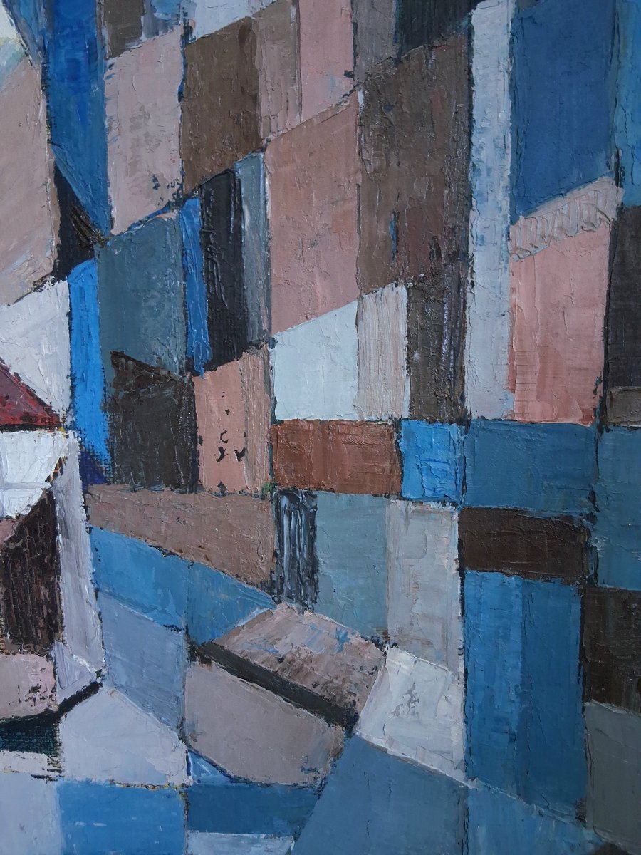 Gabrielle OHL (1928-2002) huile sur toile composition abstraite-photo-4
