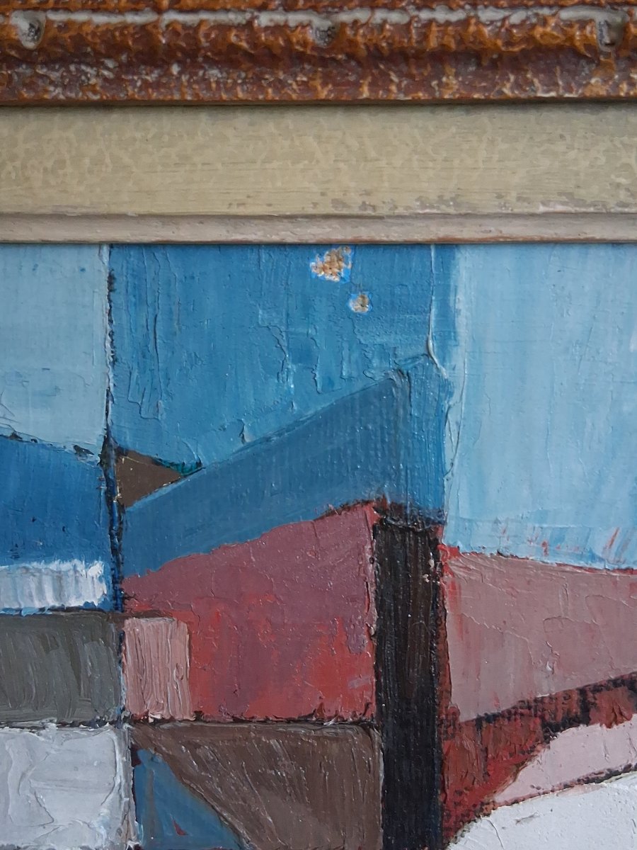 Gabrielle OHL (1928-2002) huile sur toile composition abstraite-photo-5