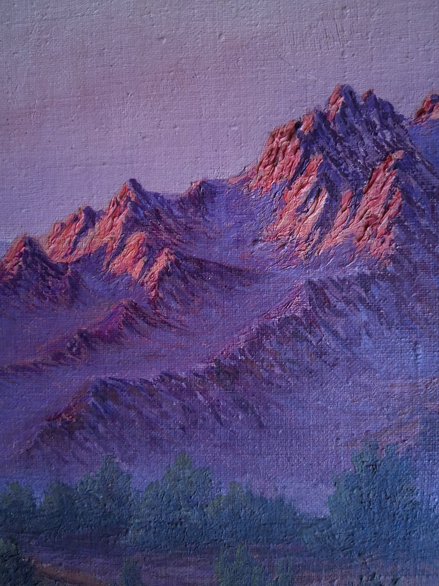 Henri Richevillain Oil On Canvas Orientalist Landscape At Dusk North Africa.-photo-4