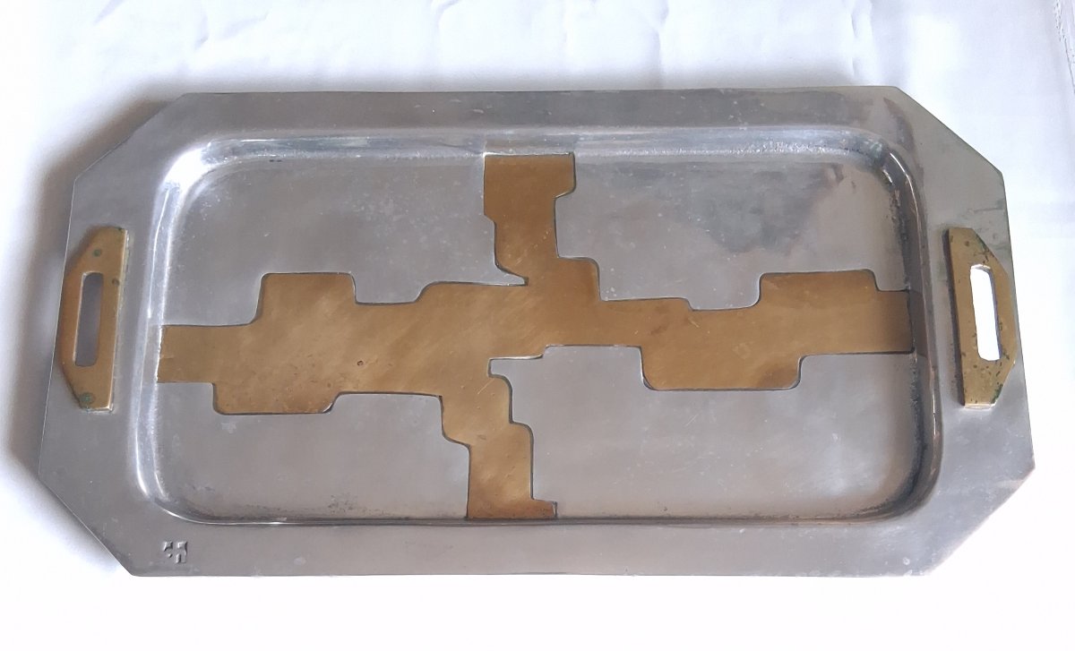 DAVID MARSHALL ensemble brutaliste plateau et dessous de verre 1970 design-photo-2