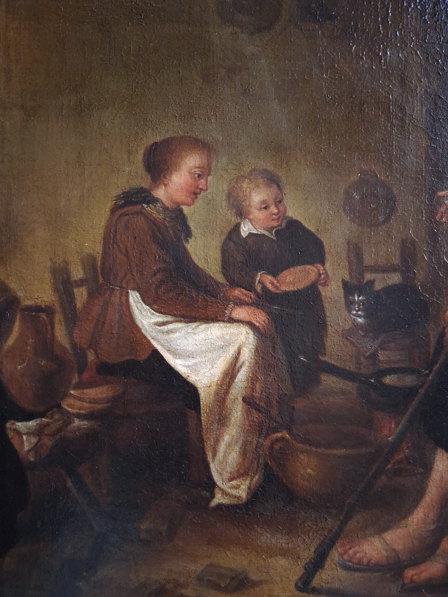 Huile "Le prophète Elie chez la veuve de Sarepta" d'après B. Gerritsz Cuyp Ecole hollandaise-photo-3