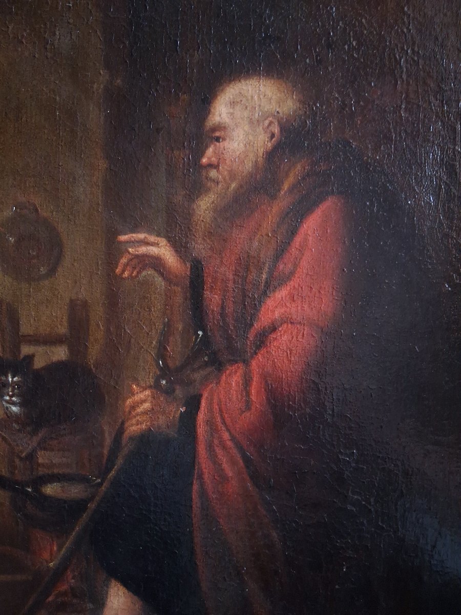 Huile "Le prophète Elie chez la veuve de Sarepta" d'après B. Gerritsz Cuyp Ecole hollandaise-photo-2