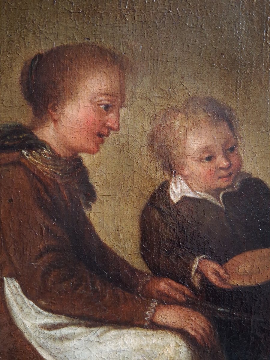 Huile "Le prophète Elie chez la veuve de Sarepta" d'après B. Gerritsz Cuyp Ecole hollandaise-photo-3