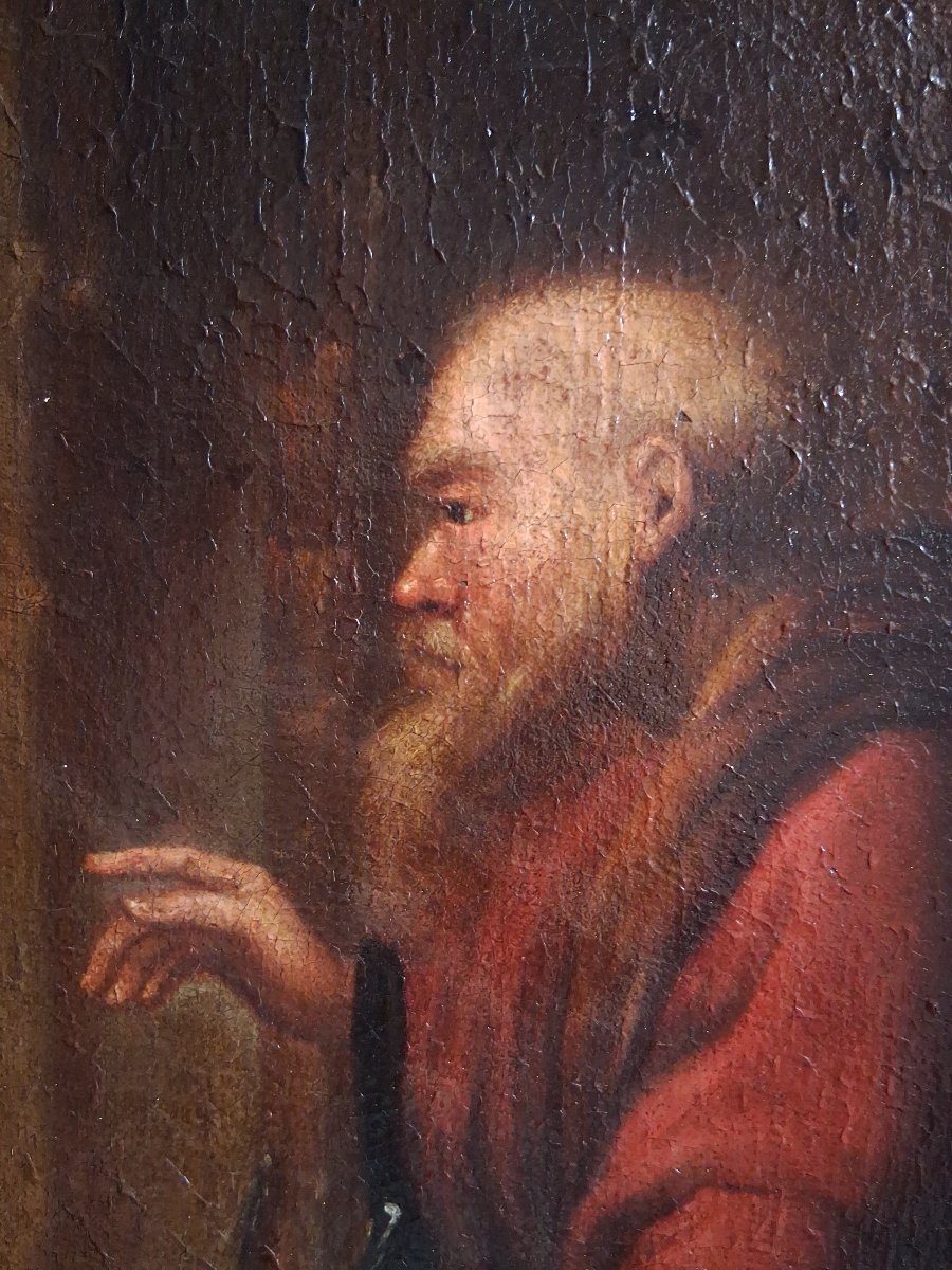 Huile "Le prophète Elie chez la veuve de Sarepta" d'après B. Gerritsz Cuyp Ecole hollandaise-photo-4