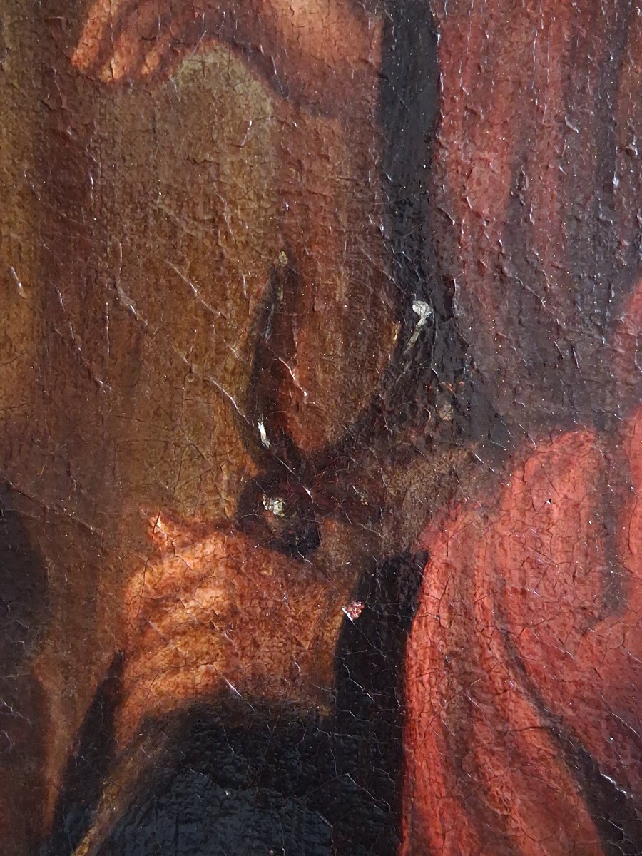 Huile "Le prophète Elie chez la veuve de Sarepta" d'après B. Gerritsz Cuyp Ecole hollandaise-photo-5