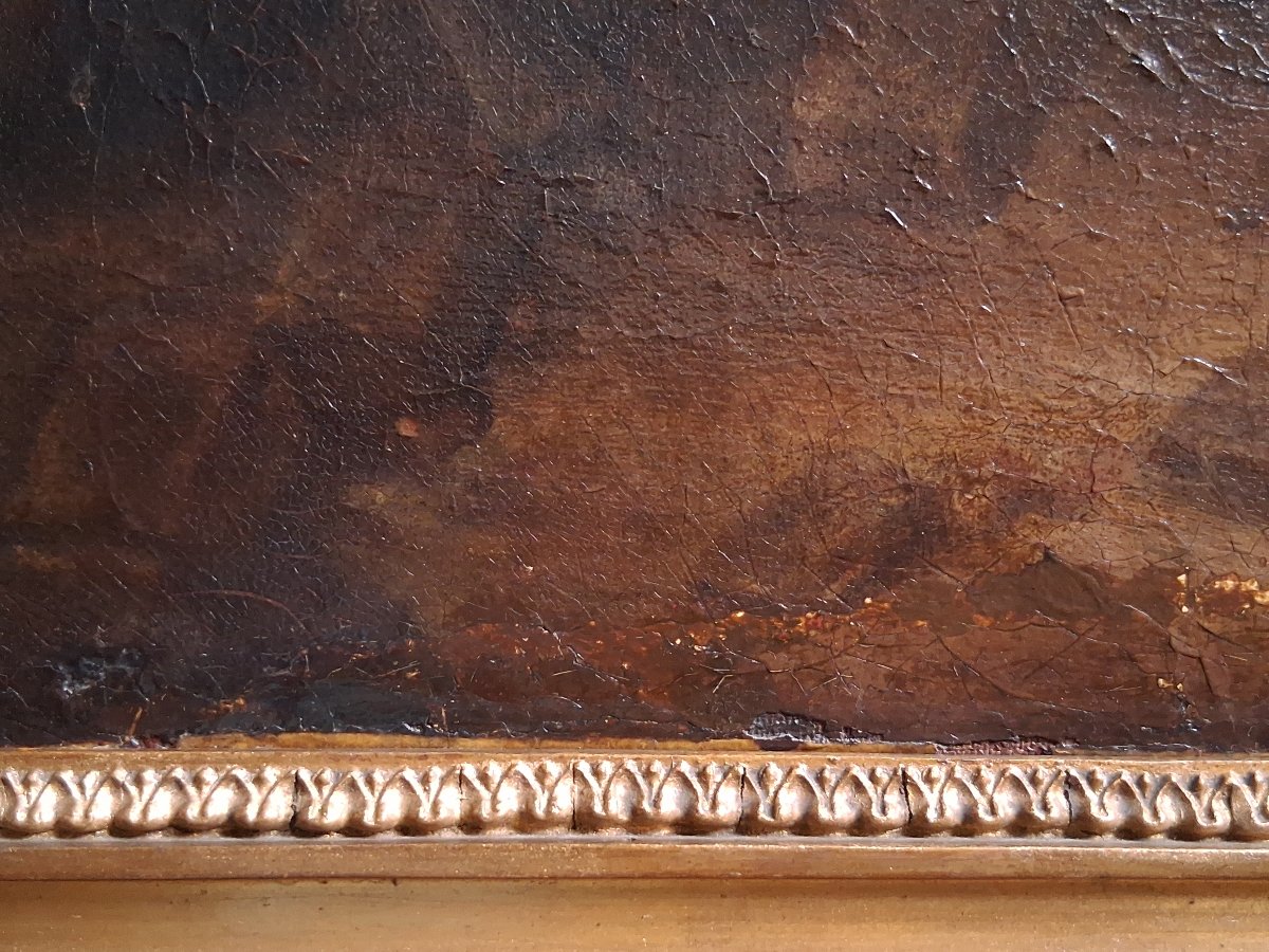 Huile "Le prophète Elie chez la veuve de Sarepta" d'après B. Gerritsz Cuyp Ecole hollandaise-photo-7