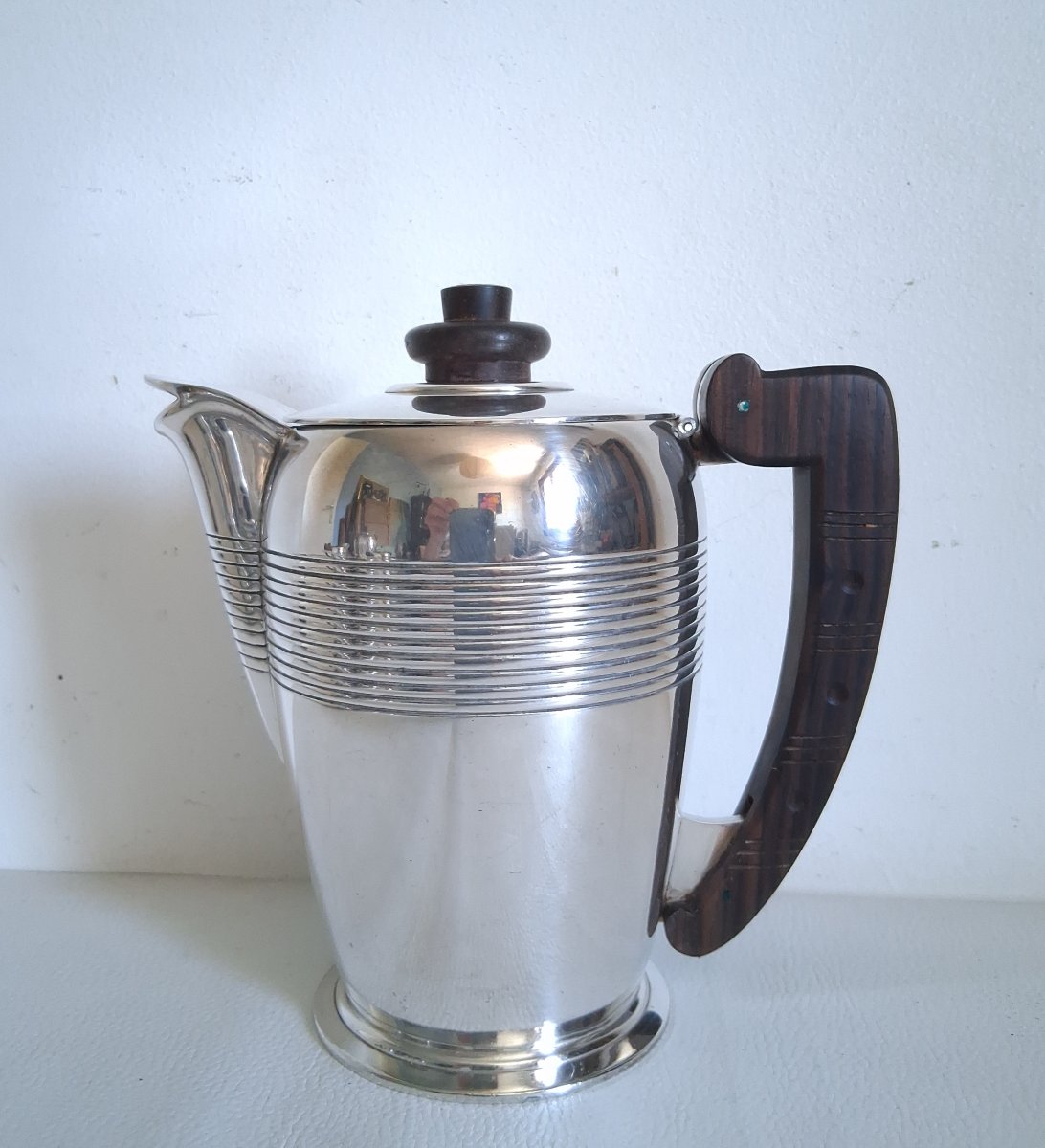 ERCUIS service à thé café en métal argenté modèle Dragon 1930 Art Déco-photo-4