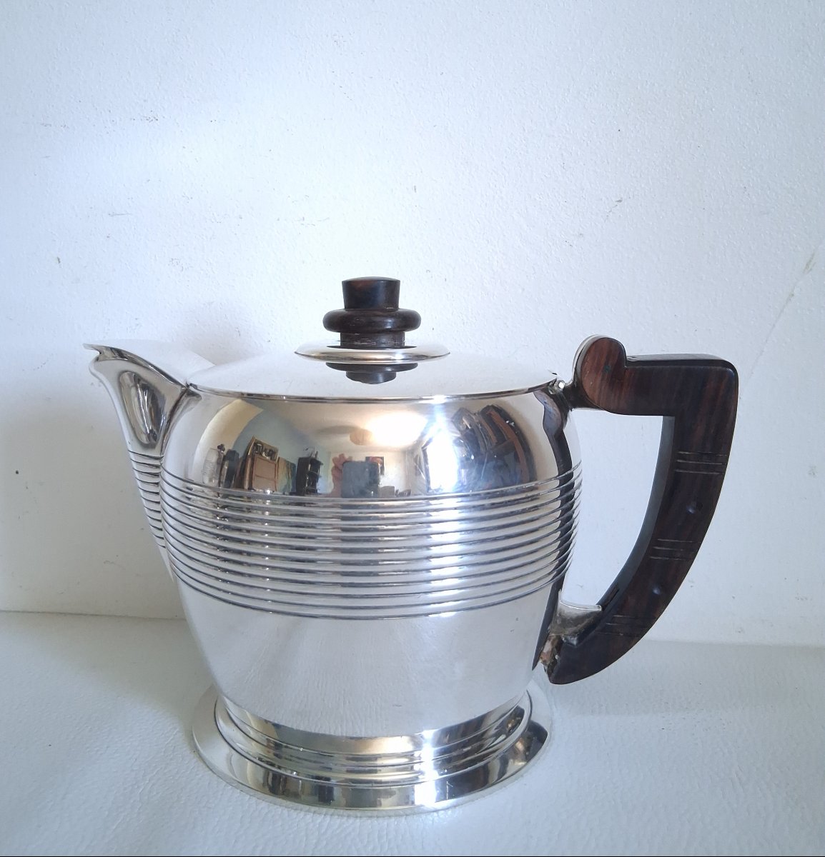 ERCUIS service à thé café en métal argenté modèle Dragon 1930 Art Déco-photo-1