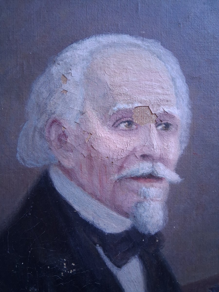 Huile sur toile portrait de peintre 19ème-photo-4