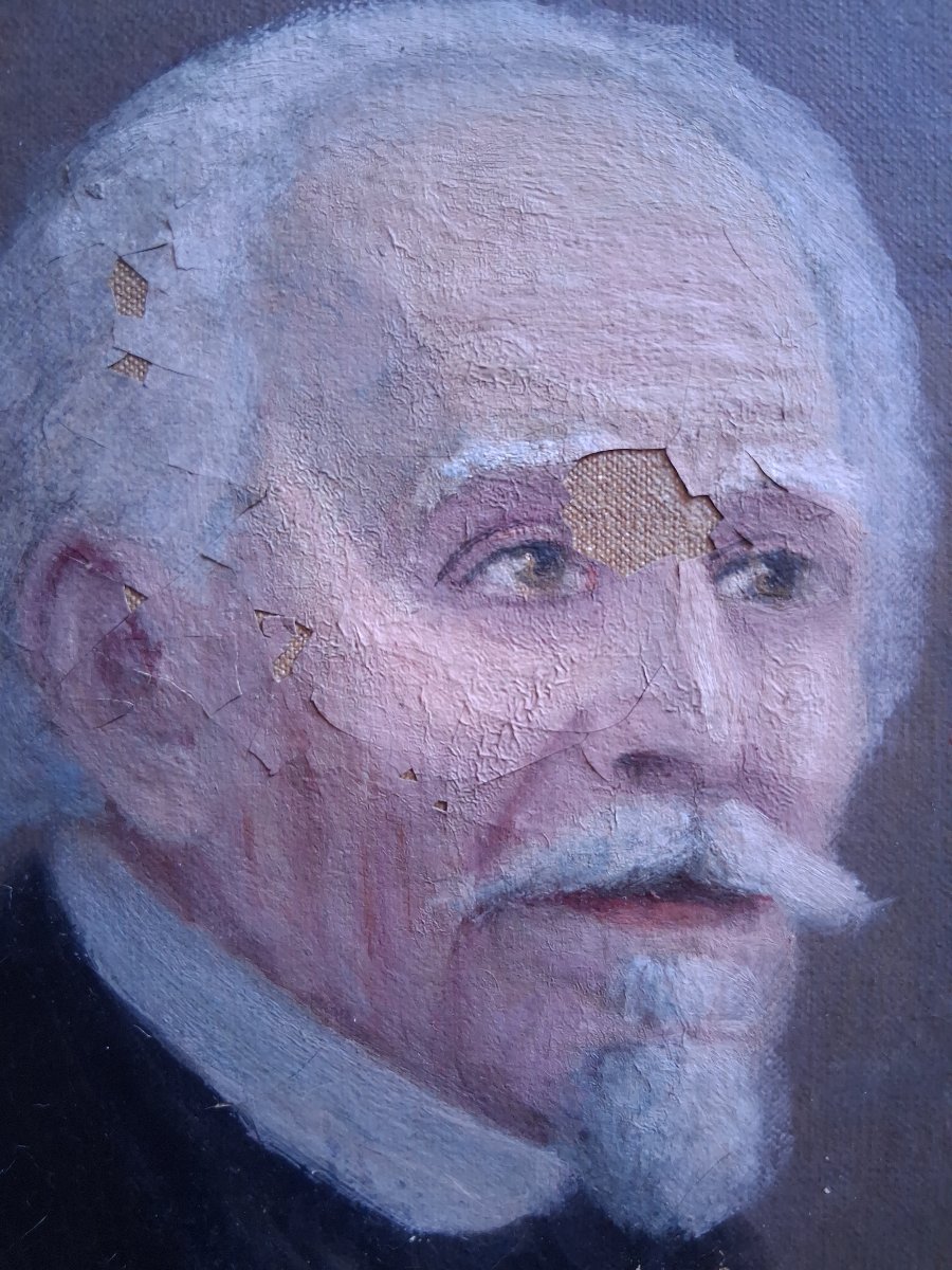 Huile sur toile portrait de peintre 19ème-photo-1