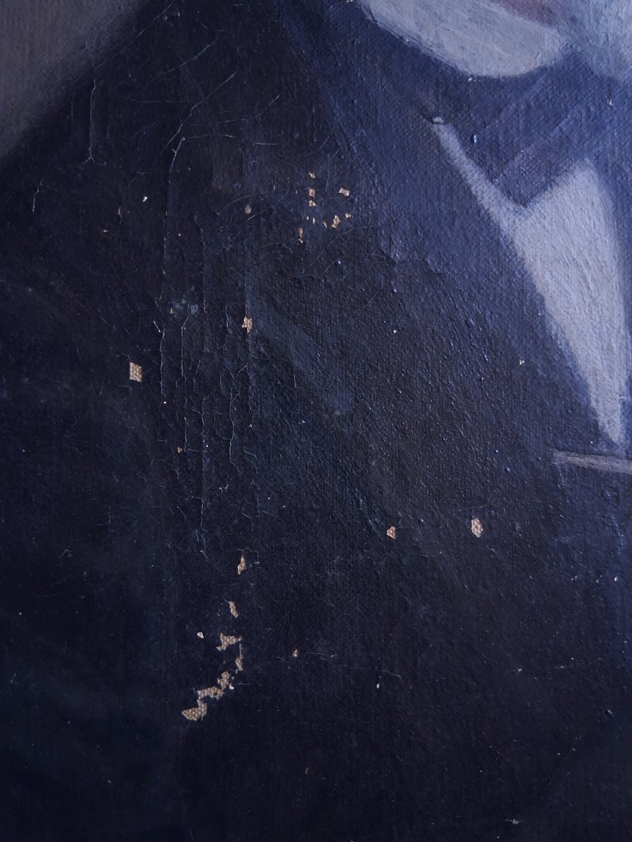 Huile sur toile portrait de peintre 19ème-photo-2