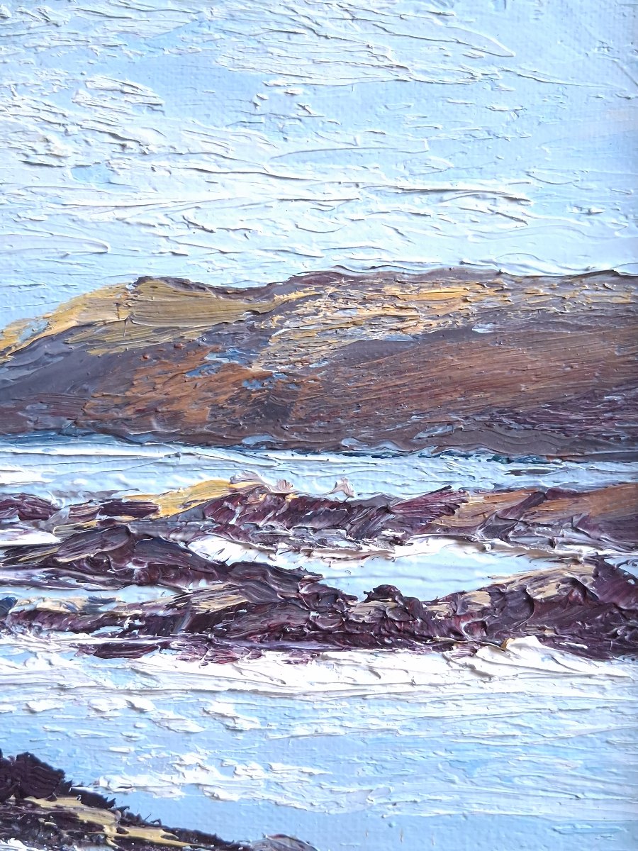 Maurice BERNARD (1927-2005) "Les régates" paysage marin Bretagne huile sur toile-photo-4