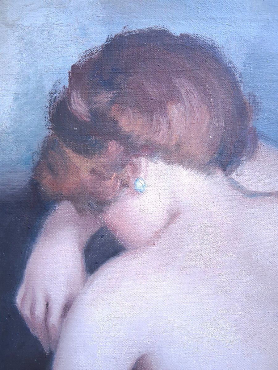 Fortuné Pirazzini (1907–2003) Seated Female Nude Oil On Canvas-photo-4