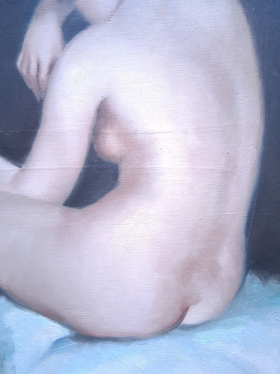 Fortuné Pirazzini (1907–2003) Seated Female Nude Oil On Canvas-photo-1