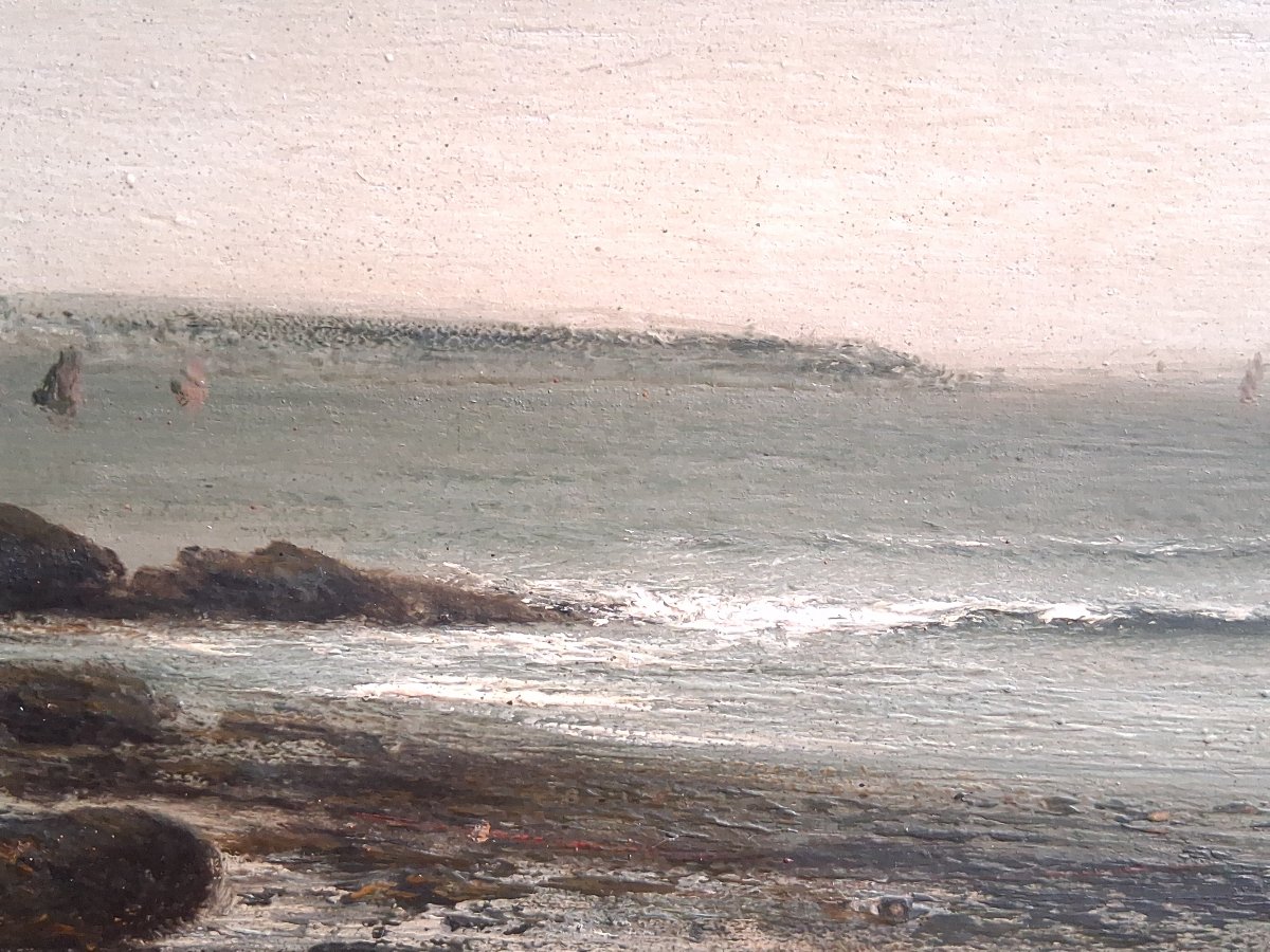 Maurice Proust (1867–1944) Pair Of Coastal Seascapes Oil On Wood-photo-6