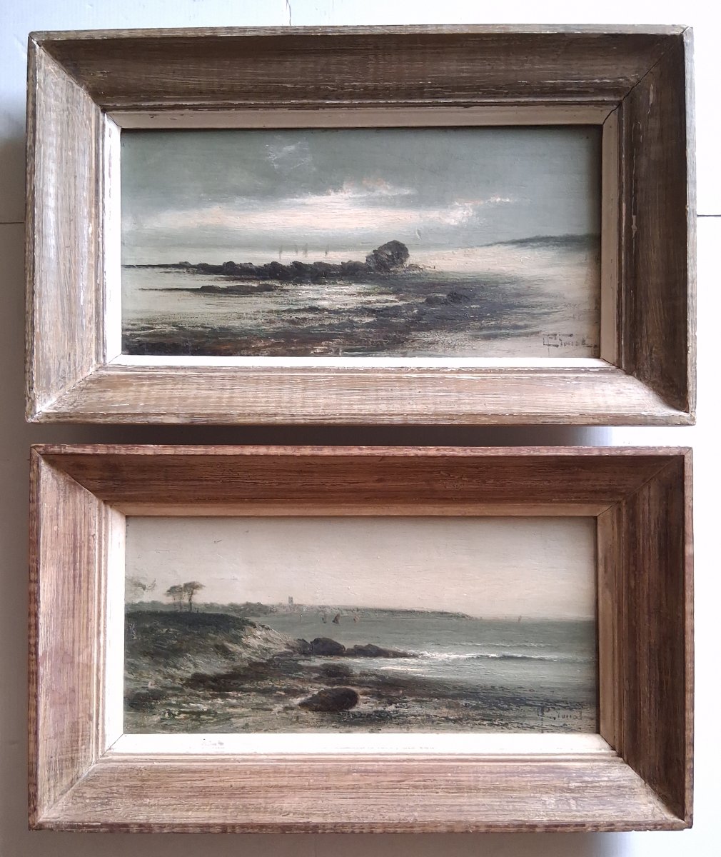 Maurice Proust (1867–1944) Pair Of Coastal Seascapes Oil On Wood