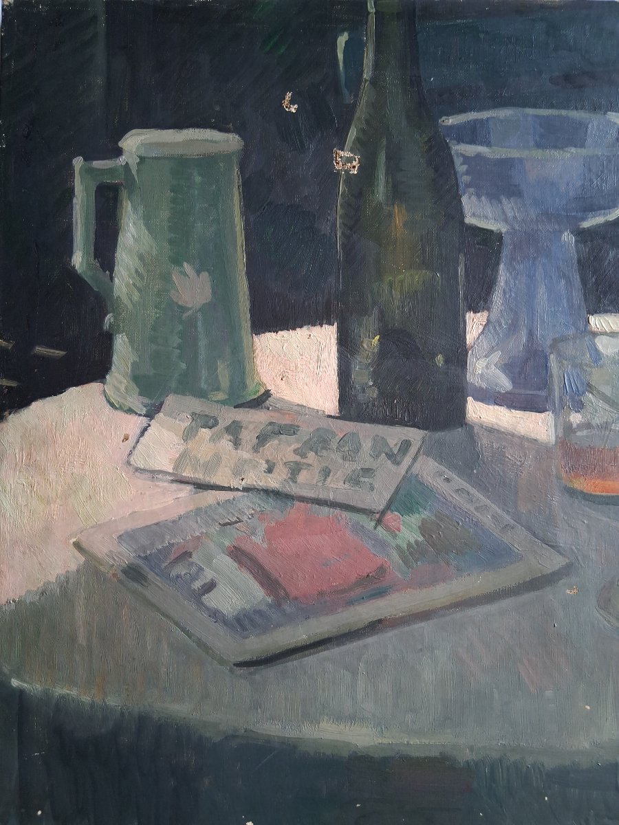 Ernest François VENTRILLON (1884-1953) nature morte aux fruits huile sur toile 1921-photo-2