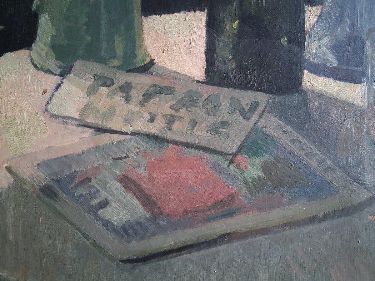 Ernest François VENTRILLON (1884-1953) nature morte aux fruits huile sur toile 1921-photo-1