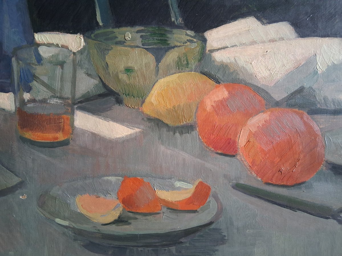 Ernest François VENTRILLON (1884-1953) nature morte aux fruits huile sur toile 1921-photo-3