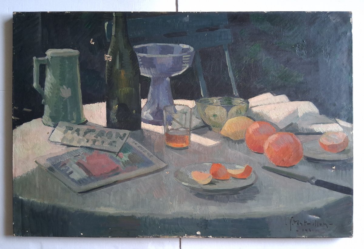Ernest François VENTRILLON (1884-1953) nature morte aux fruits huile sur toile 1921