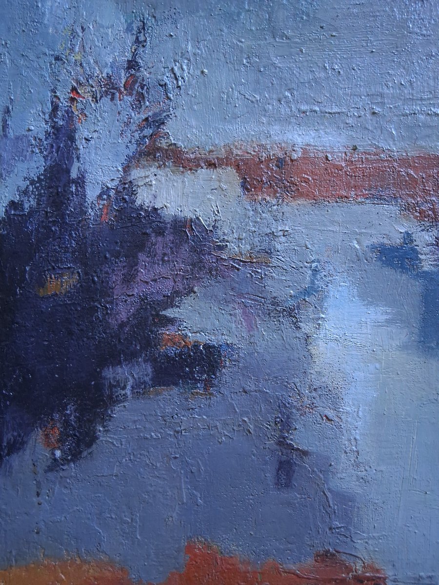 Nicole Guieu (1935–2018) Abstract Composition Oil On Canvas-photo-3