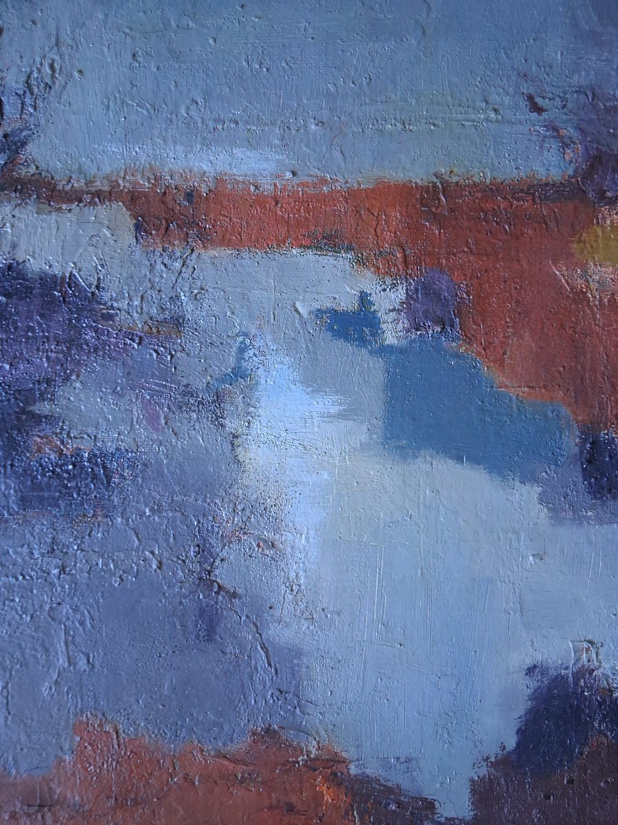 Nicole Guieu (1935–2018) Abstract Composition Oil On Canvas-photo-4