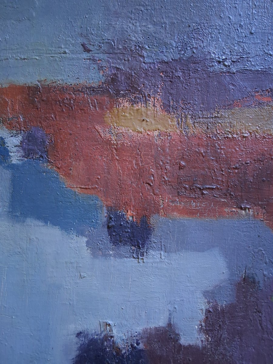 Nicole Guieu (1935–2018) Abstract Composition Oil On Canvas-photo-1