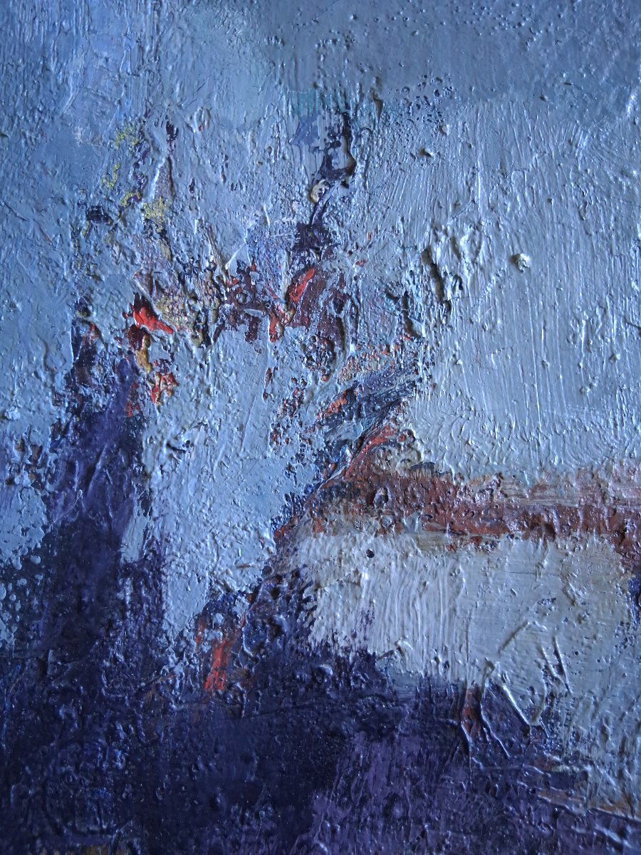 Nicole Guieu (1935–2018) Abstract Composition Oil On Canvas-photo-2