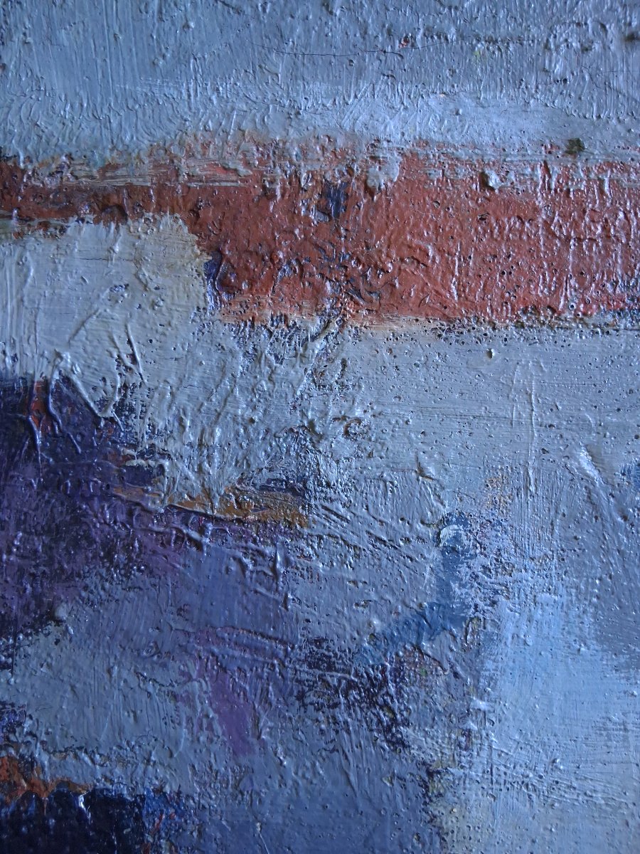 Nicole Guieu (1935–2018) Abstract Composition Oil On Canvas-photo-3