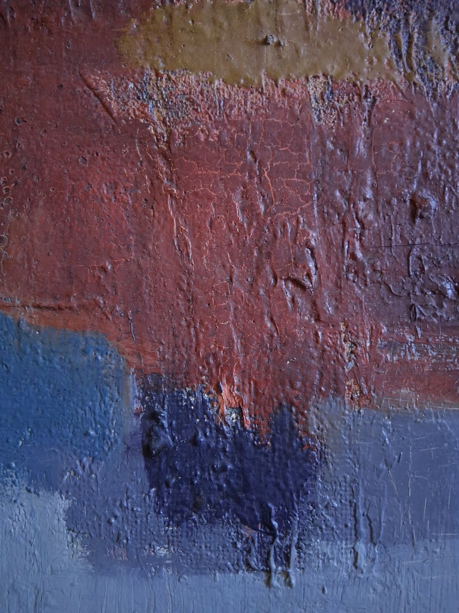 Nicole Guieu (1935–2018) Abstract Composition Oil On Canvas-photo-4