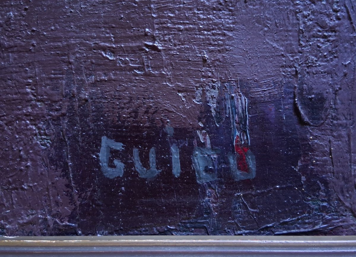 Nicole Guieu (1935–2018) Abstract Composition Oil On Canvas-photo-5
