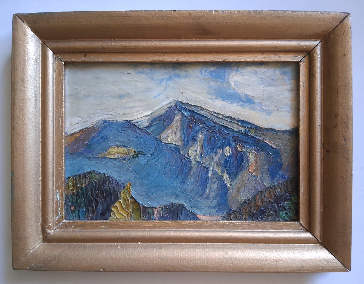 Angelo BENIGNA paysage de montagne huile 1930/1940-photo-2