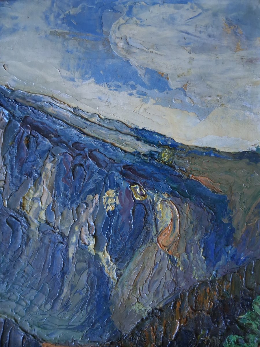 Angelo BENIGNA paysage de montagne huile 1930/1940-photo-1