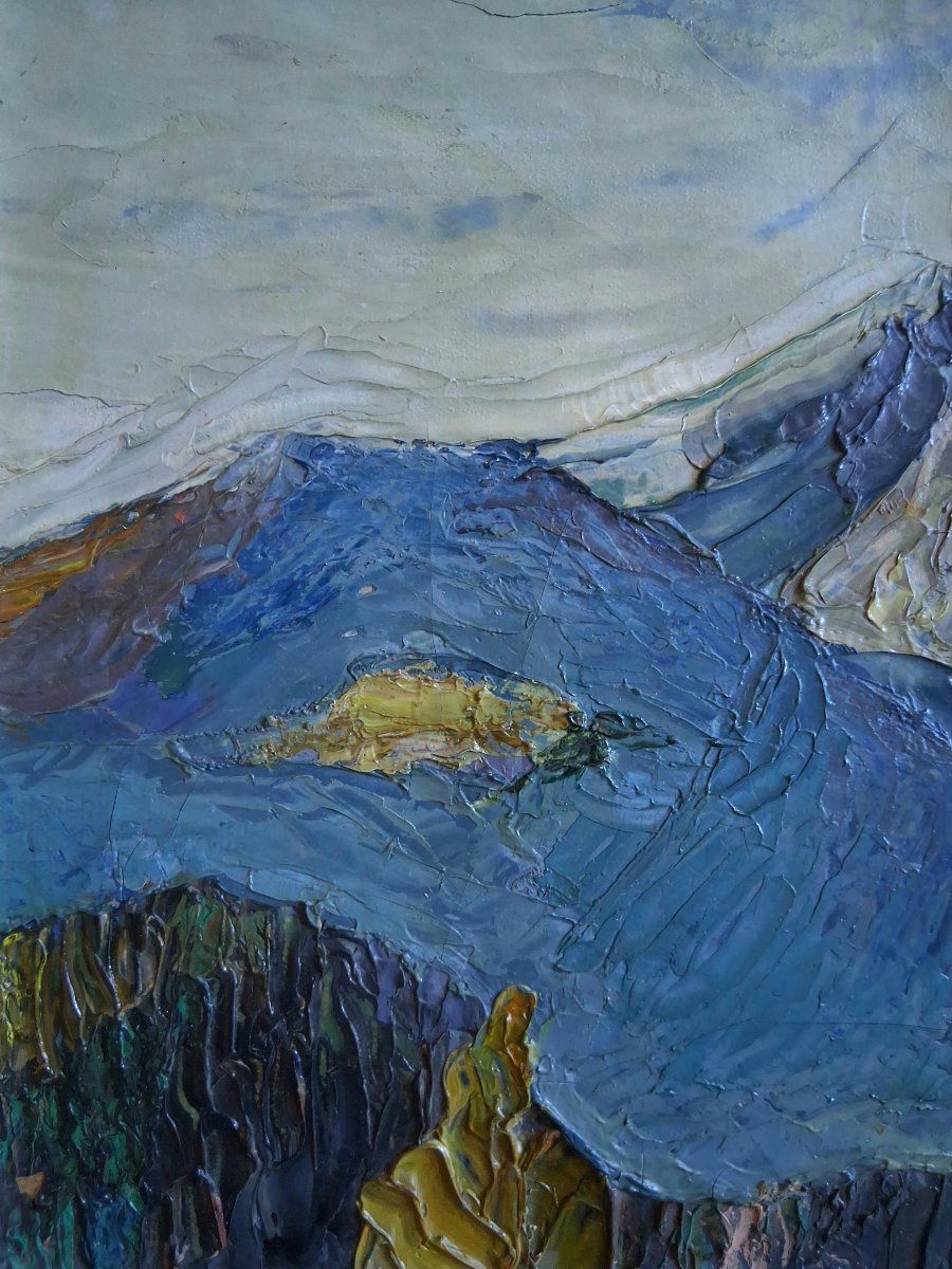 Angelo BENIGNA paysage de montagne huile 1930/1940-photo-2